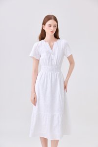 Violetta Embroidered Midi Dress In White