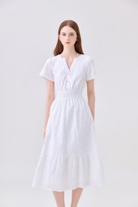 Violetta Embroidered Midi Dress In White