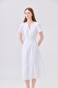 Violetta Embroidered Midi Dress In White