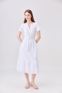 Violetta Embroidered Midi Dress In White