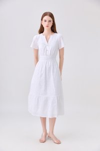 Violetta Embroidered Midi Dress In White