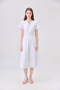 Violetta Embroidered Midi Dress In White