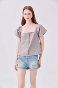 Miriam Tweed Button Top In Khaki