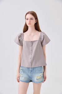 Miriam Tweed Button Top In Khaki