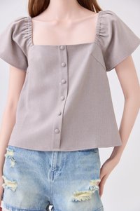 Miriam Tweed Button Top In Khaki