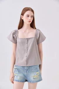Miriam Tweed Button Top In Khaki