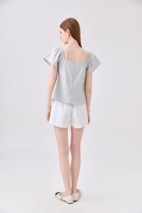 Miriam Tweed Button Top In Light Grey