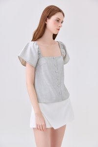 Miriam Tweed Button Top In Light Grey