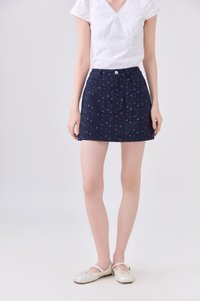Octavia Denim Floral Skort In Navy