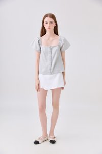 Miriam Tweed Button Top In Light Grey