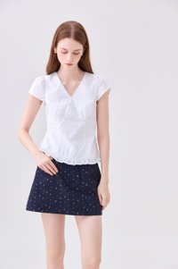 Octavia Denim Floral Skort In Navy