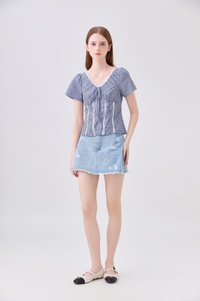 Evania Gingham Lattice Eyelet Top