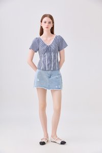 Evania Gingham Lattice Eyelet Top