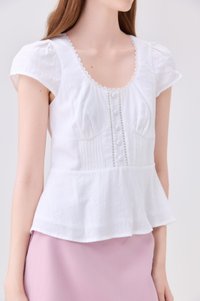 Khloe Pintuck Button Top In White