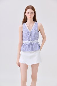 Amaris Gingham Ribbon Top