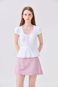 Khloe Pintuck Button Top In White