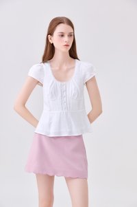 Khloe Pintuck Button Top In White