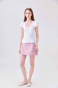 Khloe Pintuck Button Top In White