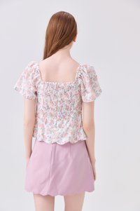 Milani Embroidery Panelled Floral Top In Rose