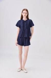 Ruelle Ice Silk Pintuck Top