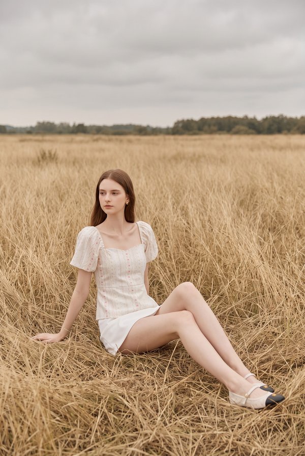 Charleigh Garden Peplum Top In Blush Pink