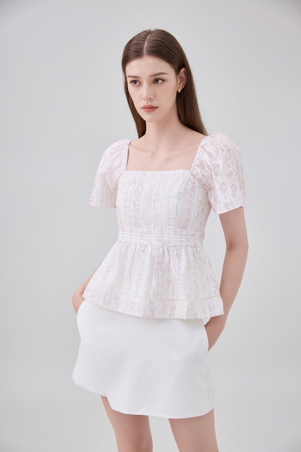 Eira Floral Peplum Top In Pink