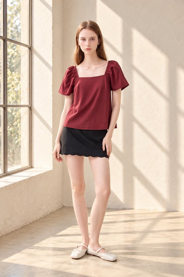 Aureline Flare Sleeve Top In Rust