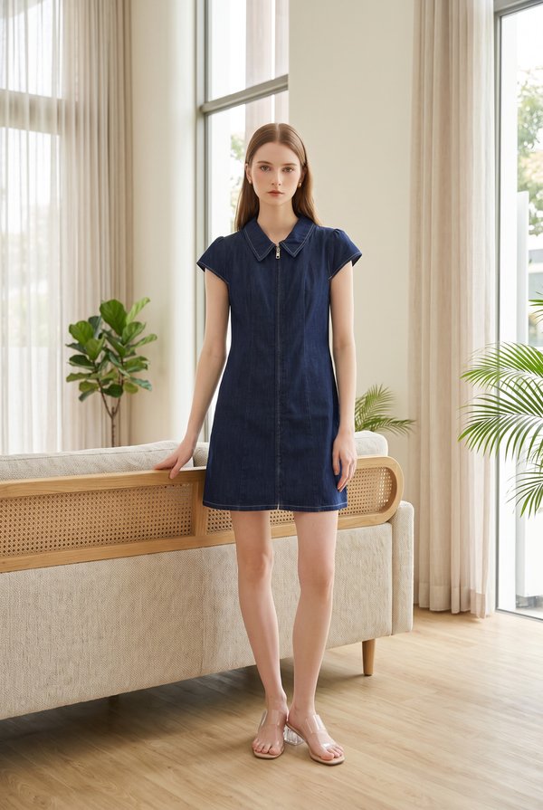 Viviana Peter Pan Collar Zip Dress