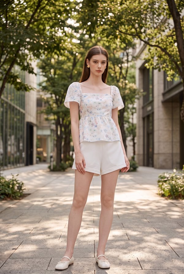Claudia Lace Trim Floral Babydoll Top