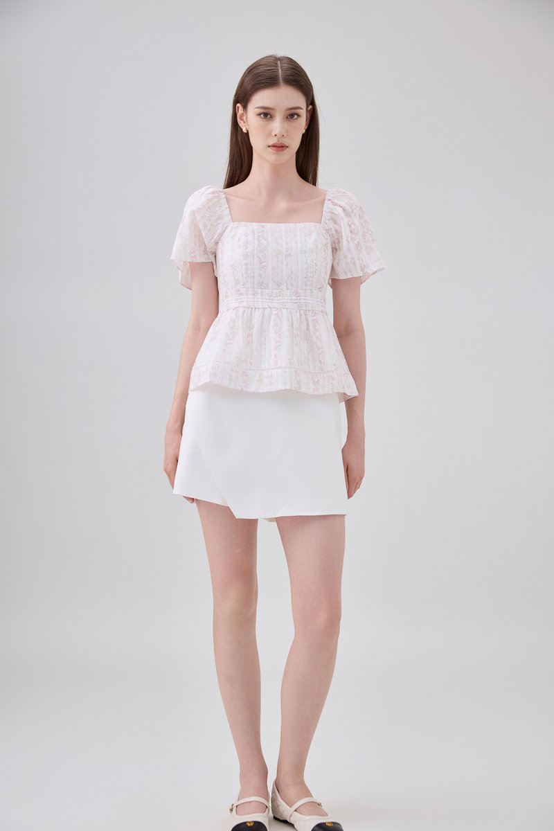 Eira Floral Peplum Top In Pink