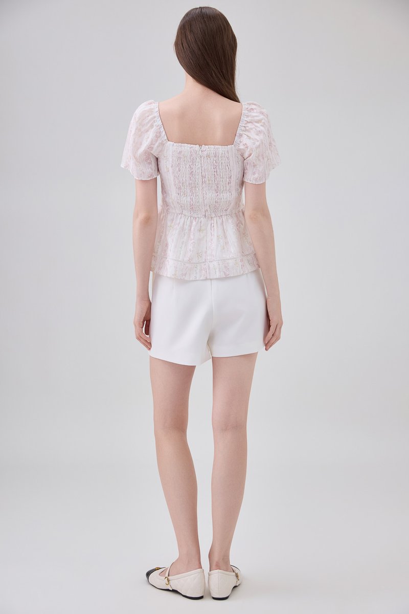 Eira Floral Peplum Top In Pink