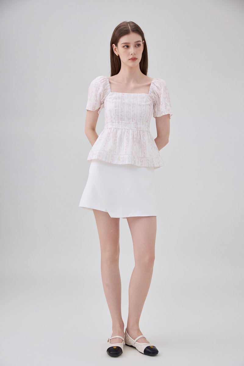 Eira Floral Peplum Top In Pink