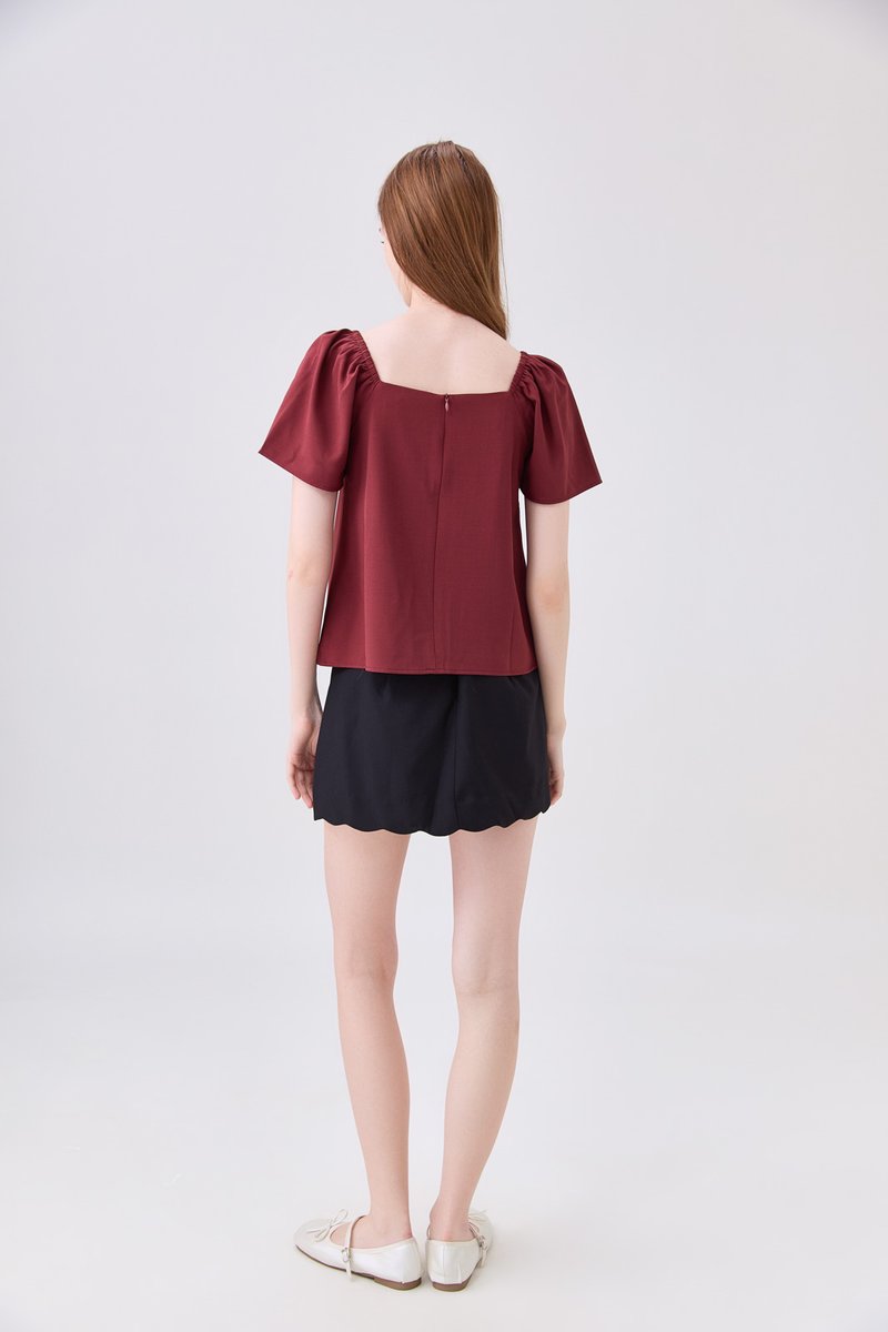 Aureline Flare Sleeve Top In Rust