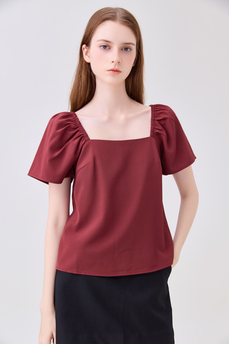 Aureline Flare Sleeve Top In Rust