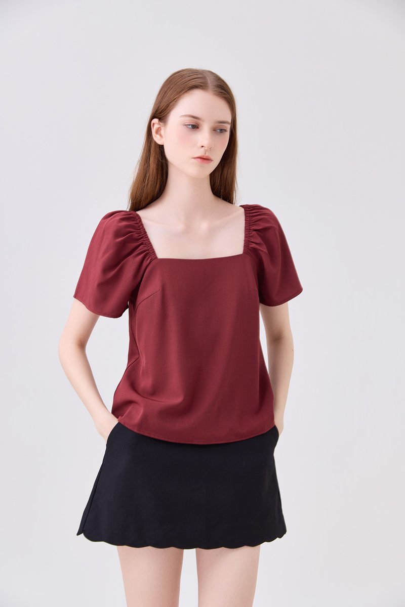 Aureline Flare Sleeve Top In Rust