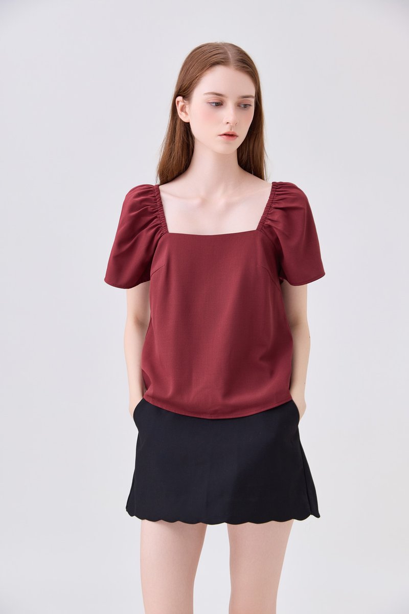 Aureline Flare Sleeve Top In Rust