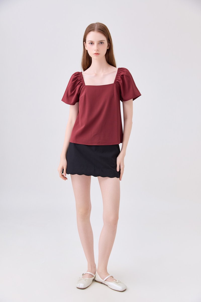Aureline Flare Sleeve Top In Rust