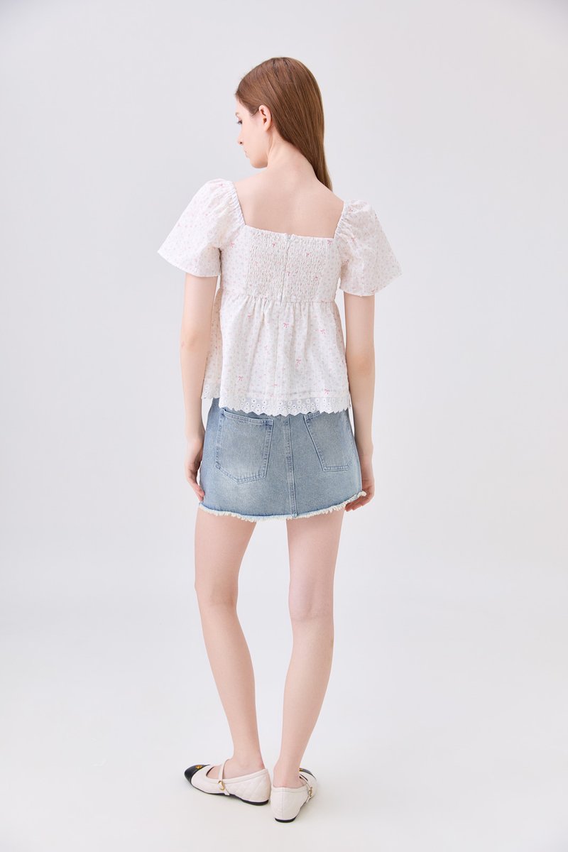 Parker Swiss Dot Ribbon Babydoll Top