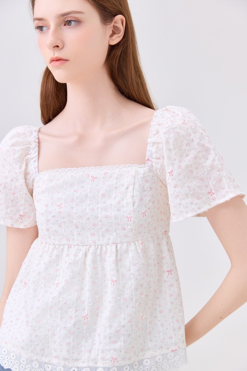 Parker Swiss Dot Ribbon Babydoll Top