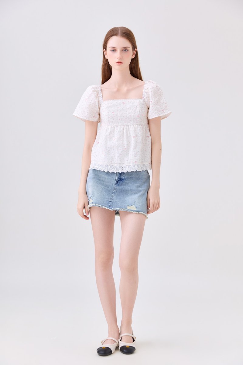 Parker Swiss Dot Ribbon Babydoll Top