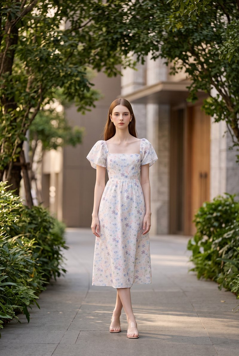 Claudia Crochet Floral Midi Dress