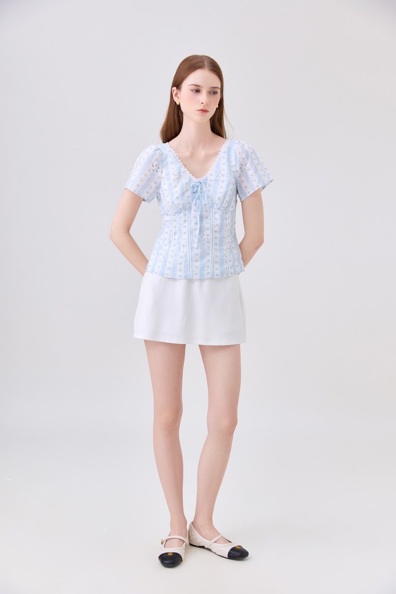 Elousie Lattice Eyelet Top
