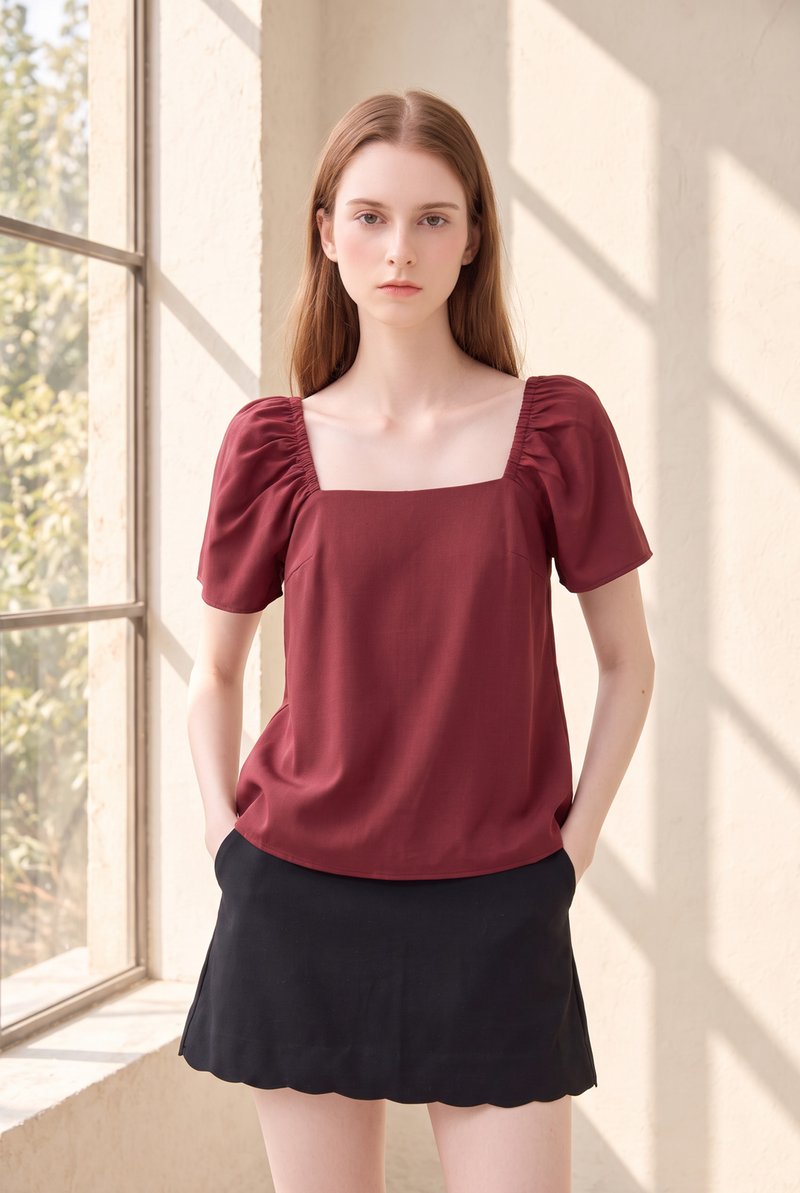 Aureline Flare Sleeve Top In Rust