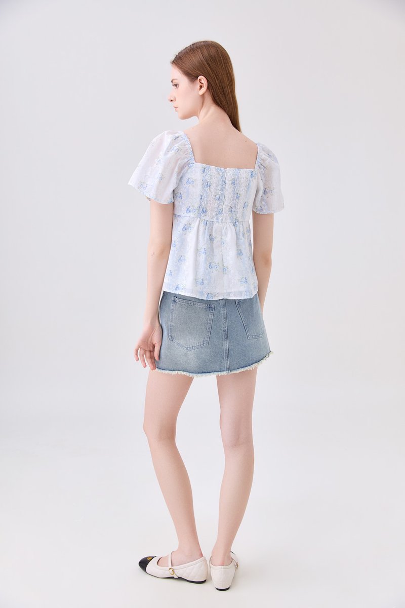 Mirabelle Sweetheart Floral Top In White