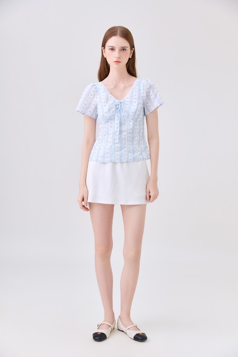 Elousie Lattice Eyelet Top