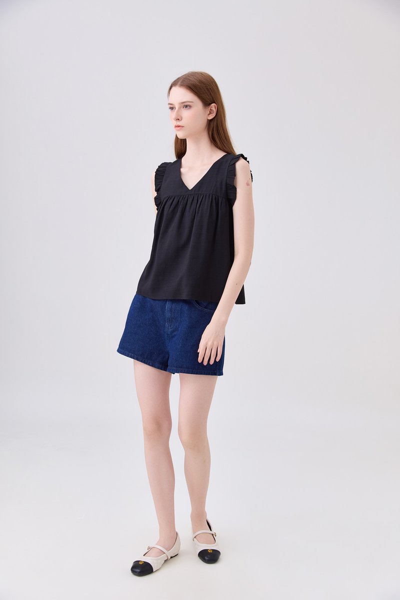 Alanna Ruffles Sleeve Top In Black