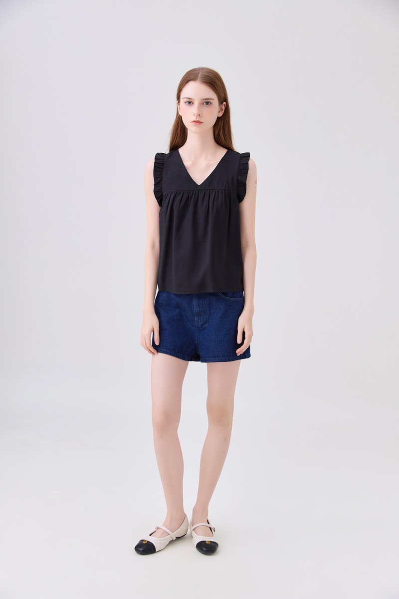 Alanna Ruffles Sleeve Top In Black