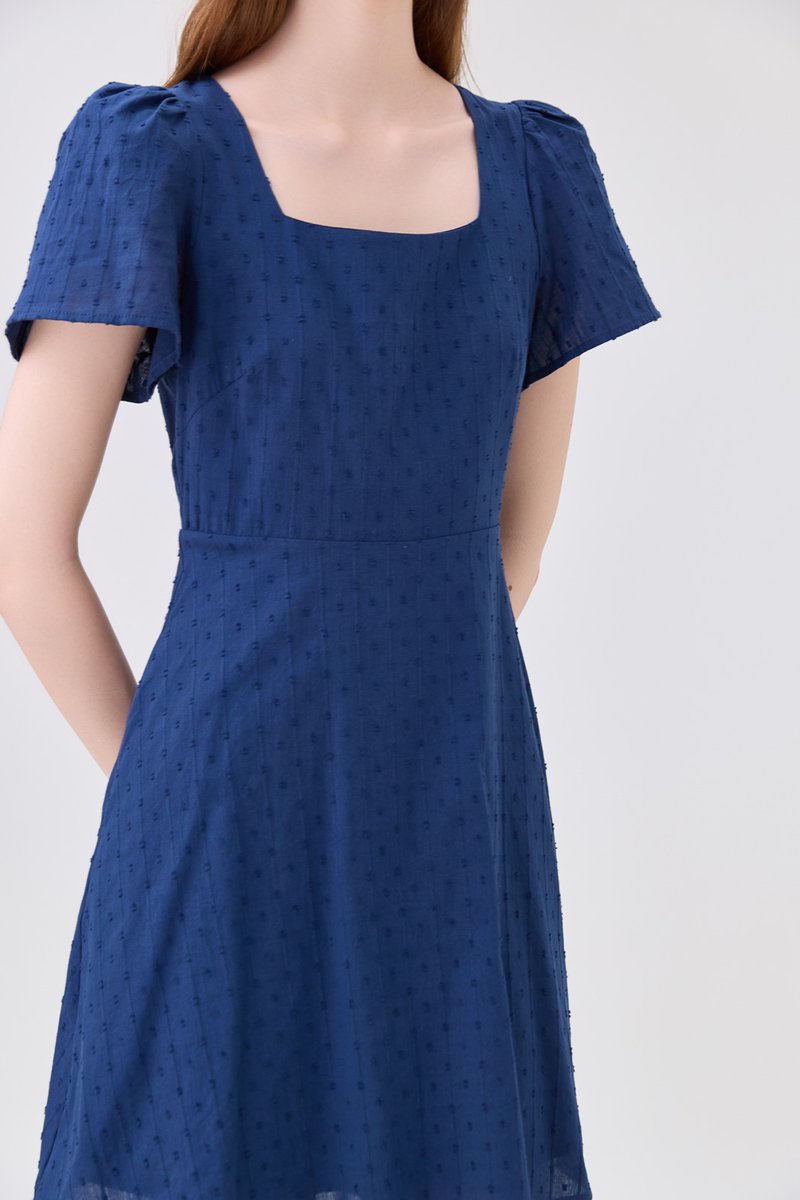 Briana Swiss Dot Dress In Navy