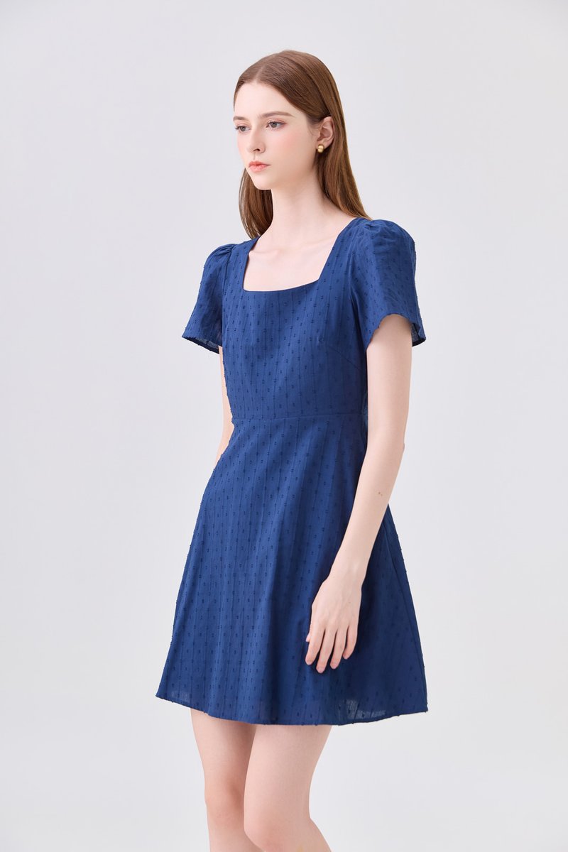 Briana Swiss Dot Dress In Navy