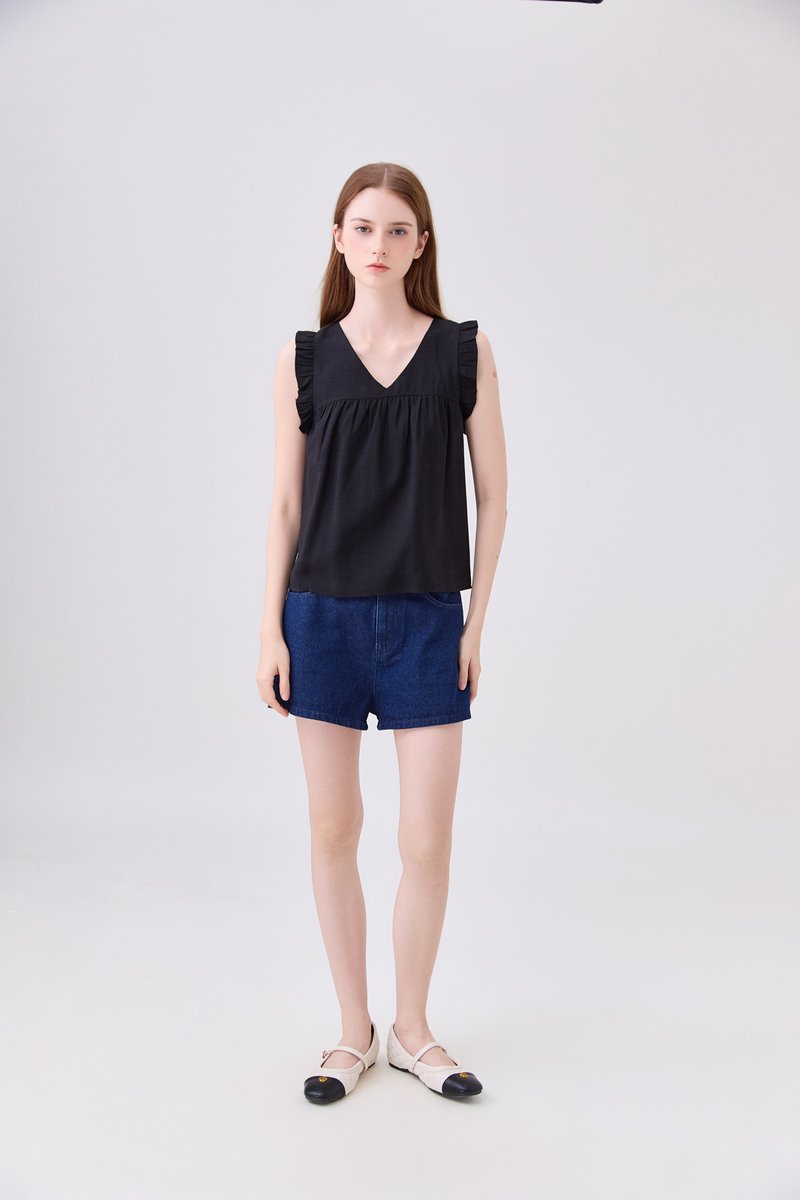 Alanna Ruffles Sleeve Top In Black